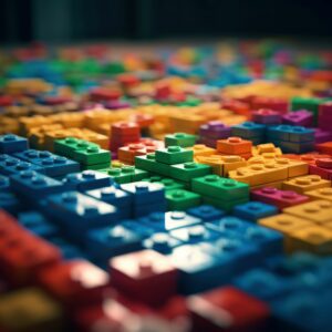 Piezas de colores ensambladas representando pensamiento creativo y resolución de problemas